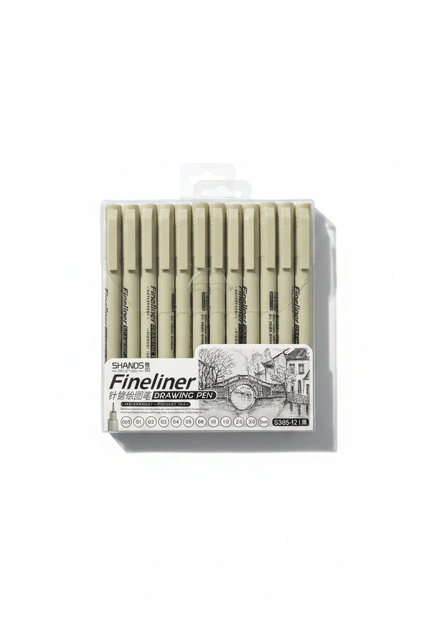 قلم طراحی SHANDS Fineliner S365-12 | SHANDS S365-12 Fineliner Drawing Pen Set 12 PCS