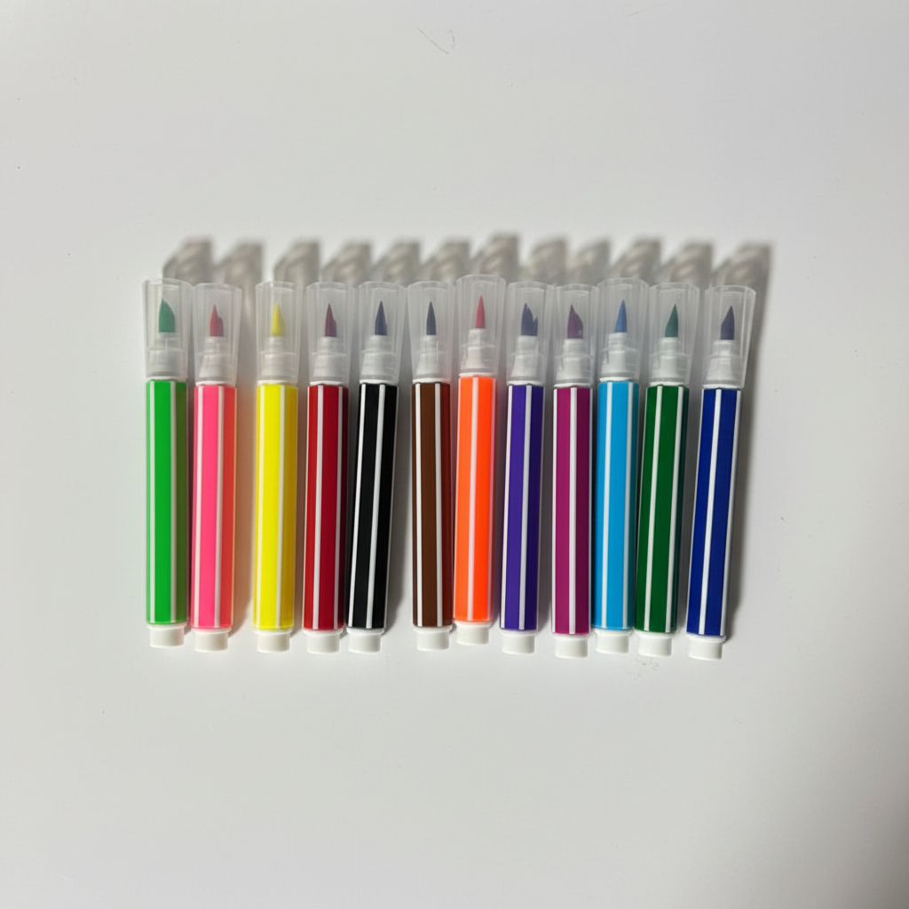 M&S watercolor 12 pens flat lay row