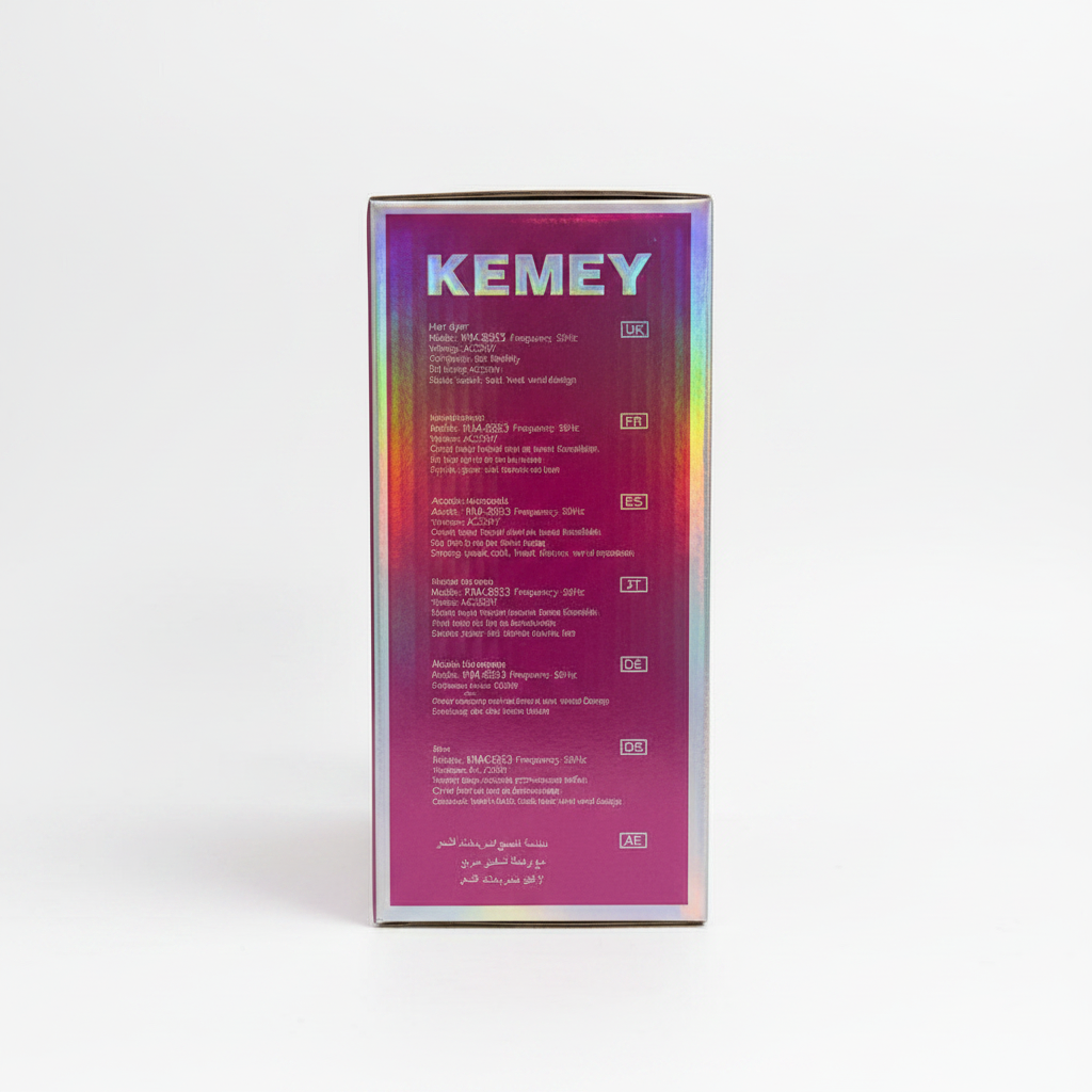 KEMEY KM-6853 Hair Dryer - box specs