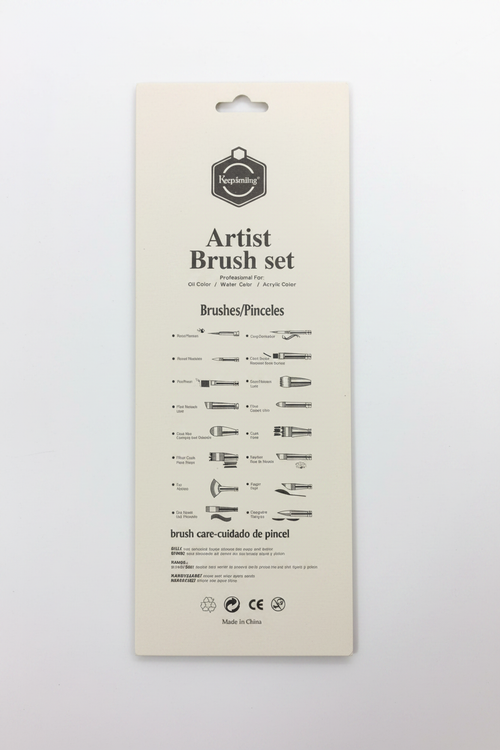 Keep Smiling brush type guide card — oil, watercolor and acrylic brush types