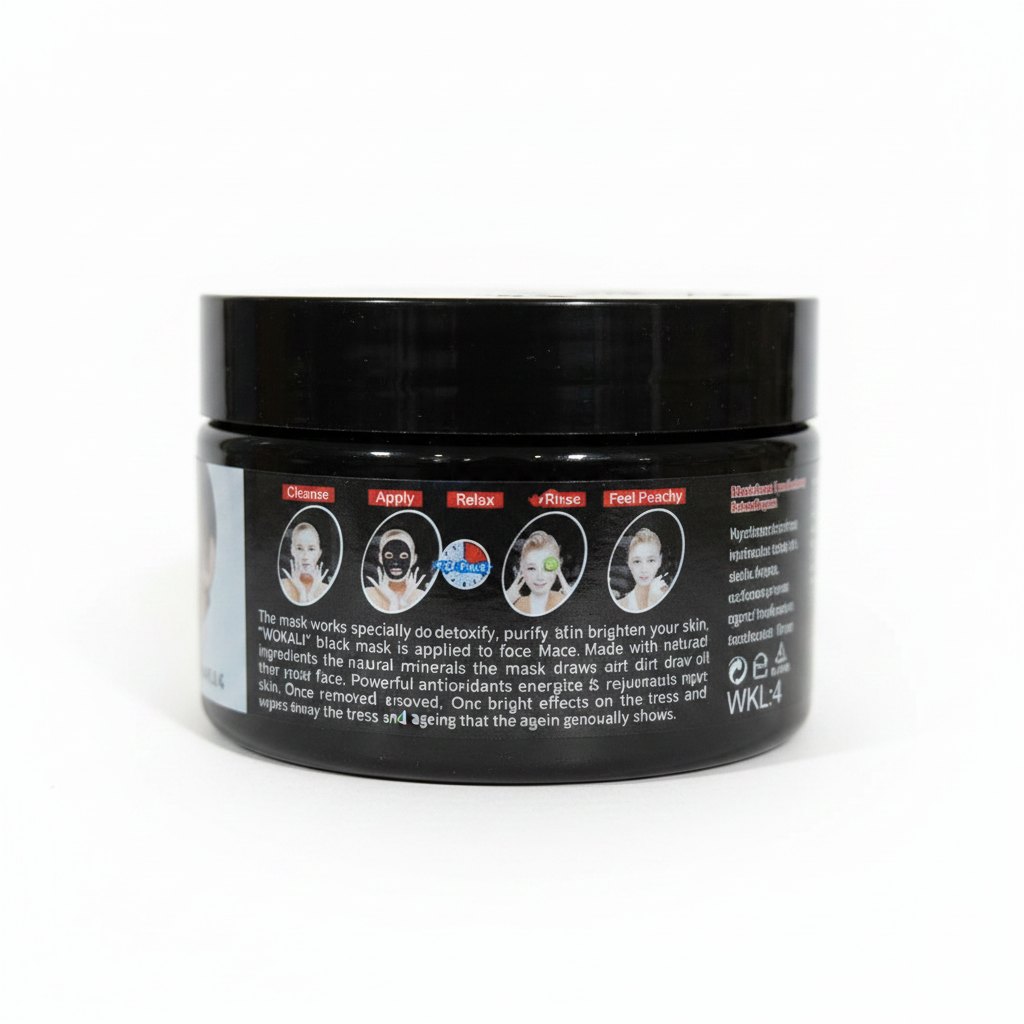 WOKALI Charcoal Black Mask - back with usage steps