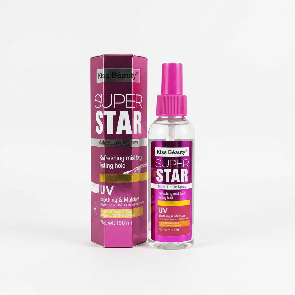 Kiss Beauty Super Star Make Up Fix Spray with box - front view