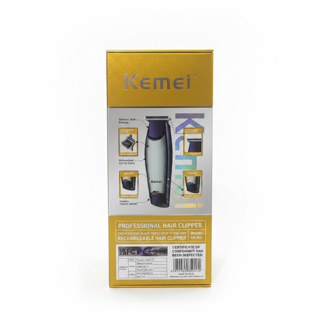 Kemei KM-5021 box back with specs