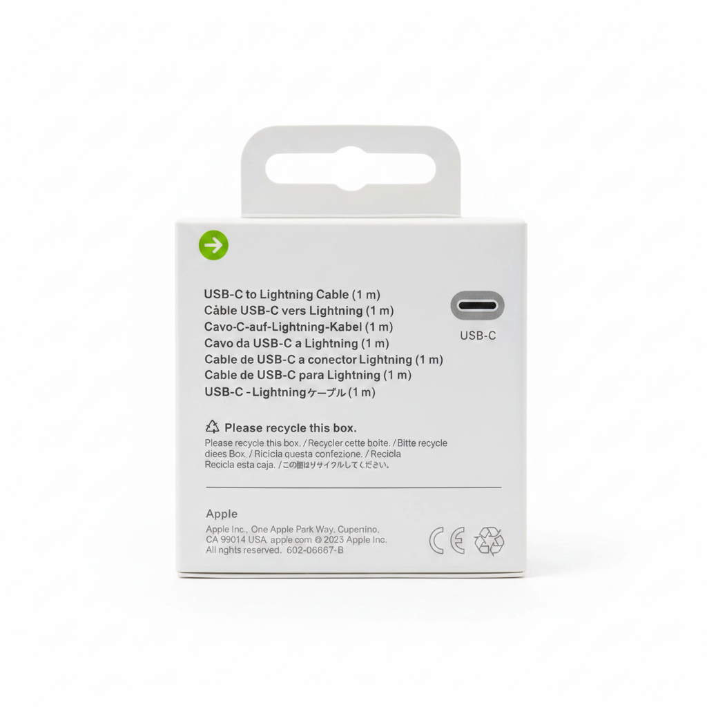 Apple USB-C to Lightning Cable 1m box back - professional