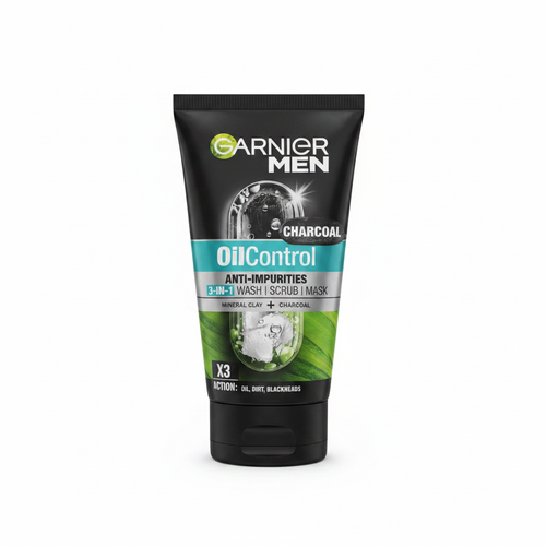 Garnier Men Charcoal Oil Control 3-in-1 Wash Scrub Mask - front view