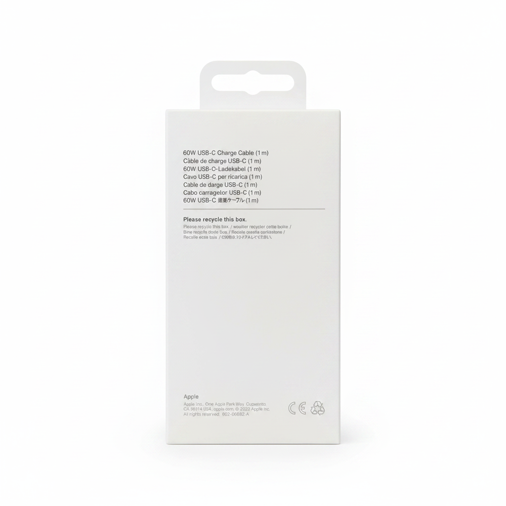 Apple USB-C 60W Charge Cable 1m box back - professional