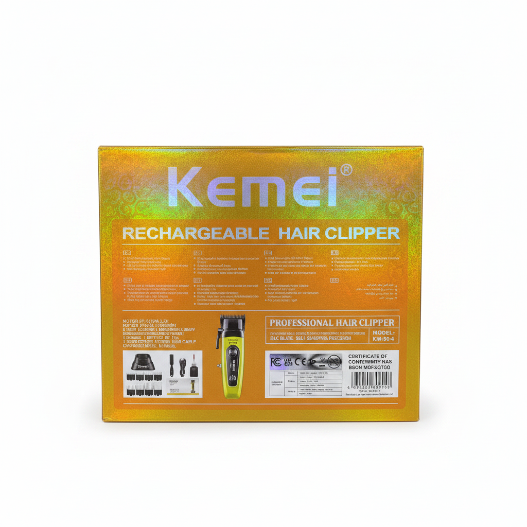 Kemei KM-90-4 box back - white background