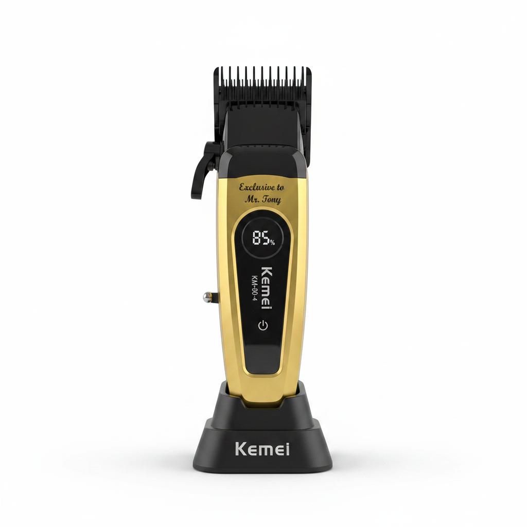 Kemei KM-90-4 on charging base clean